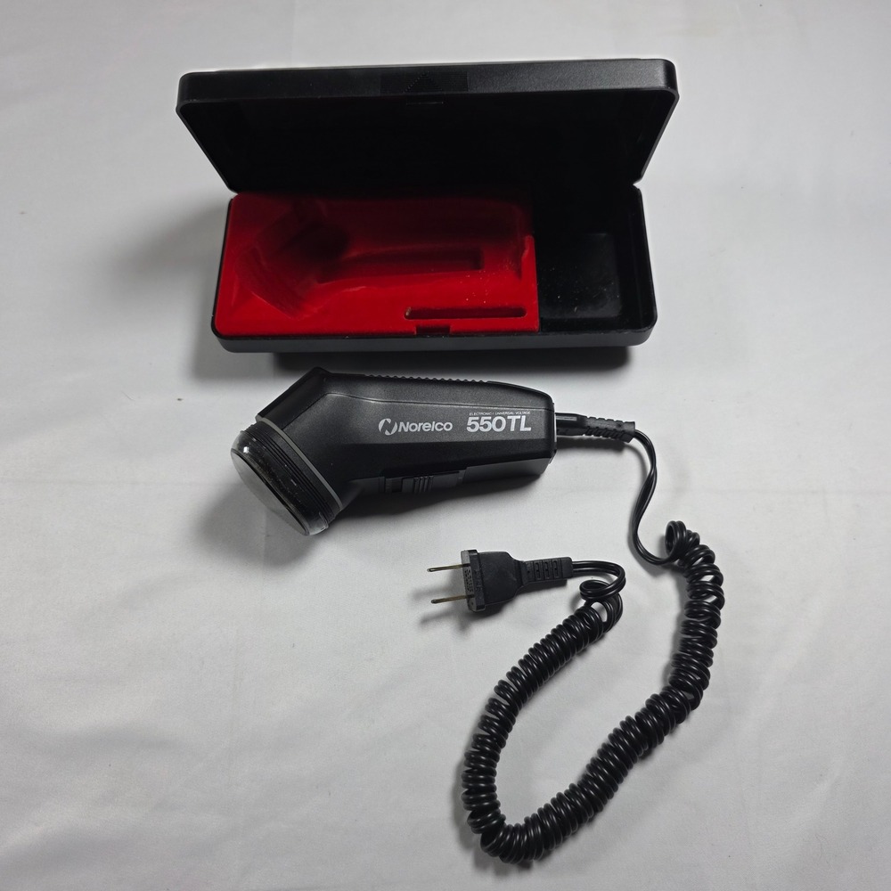 Norelco 550TL Vintage Electric Rotary Shaver Black with Travel Case Corded